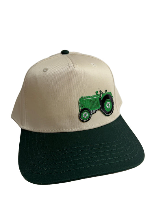 Tractor patch SnapBack hat green and khaki