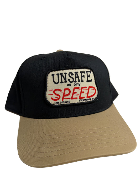 “Unsafe at any speed” SnapBack hat black and khaki